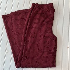 Fashion Cupcake: maroon/burgundy lace dress pants.